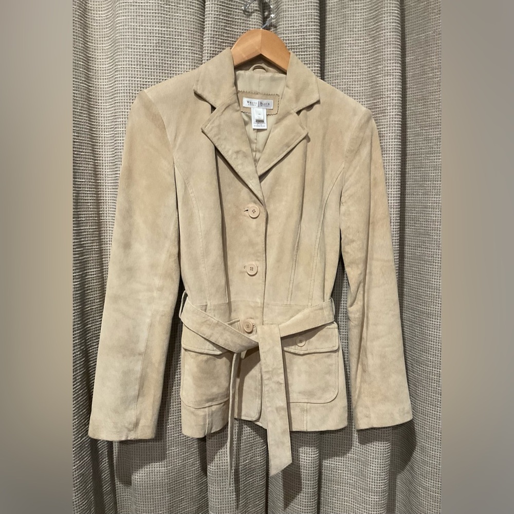 Vintage 1990’s White House Black Market Beige Suede Jacket, Size X-Small
